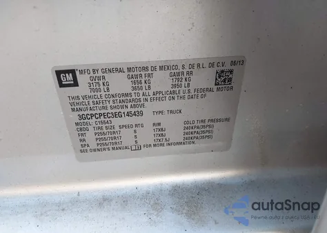 2014 Chevrolet Silverado 1500 Work Truck 2Wt z USA, uszkodzony, nr VIN 3GCPCPEC3EG145439